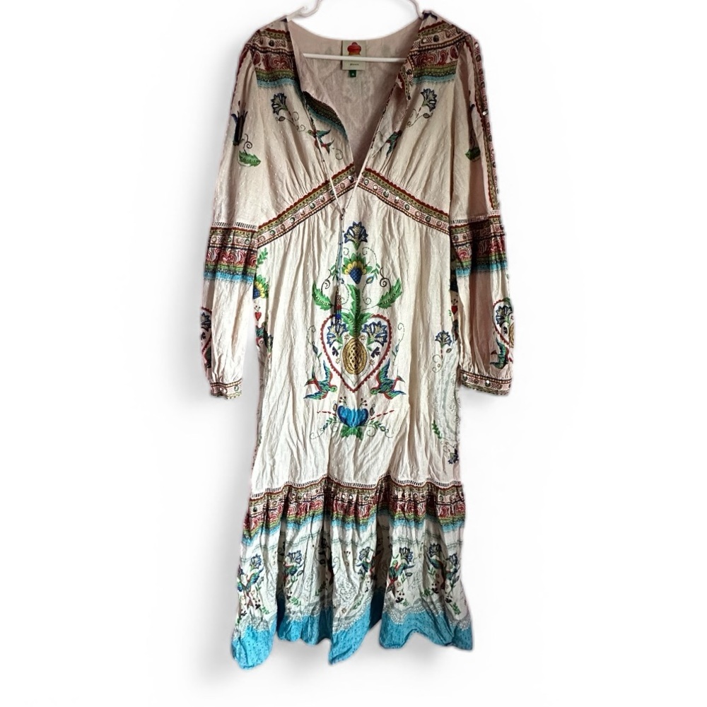 Farm Rio Embroidered Sequin
Bird Floral Print Maxi Dress Rare Size XL - Picture 3 of 9
